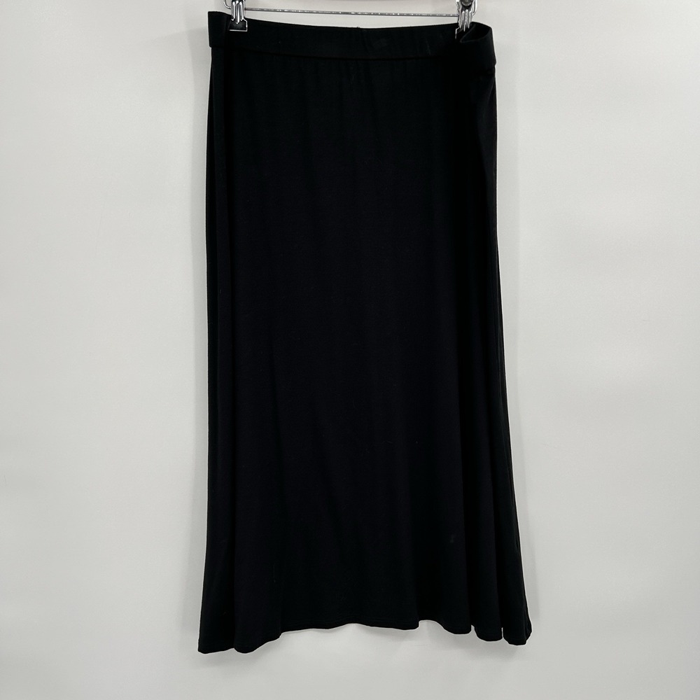 Eileen Fisher Womens Black Maxi Skirt Size PL Stretch Tencel Minimal Lagenlook